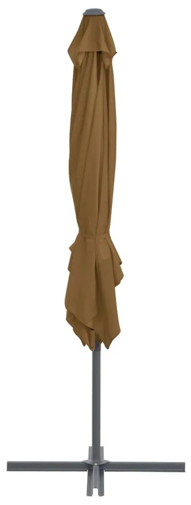 Guarda-sol cantilever c/ poste aço 250x250 cm cinza-acastanhado