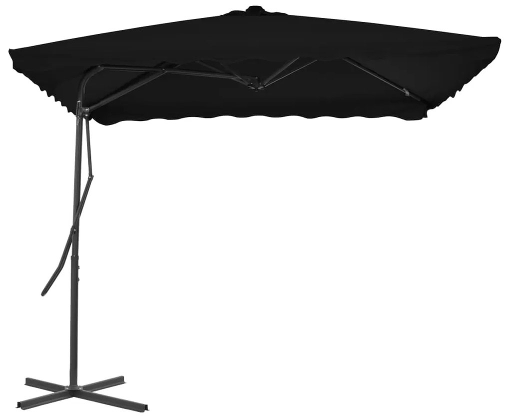 Guarda-sol de jardim com poste de aço 250x250x230 cm preto