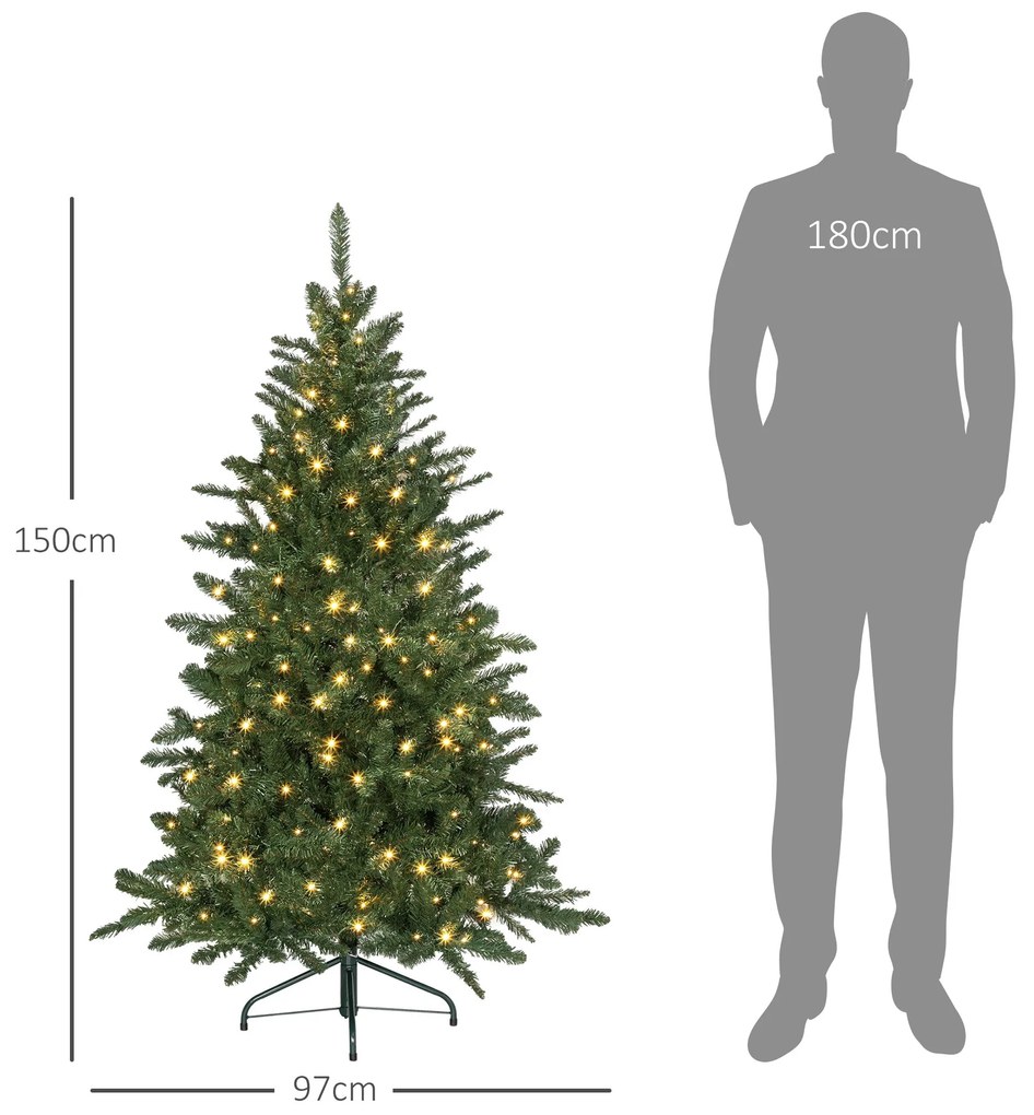 Árvore de Natal 150 cm Árvore de Natal Artificial com 220 Luzes LED 58