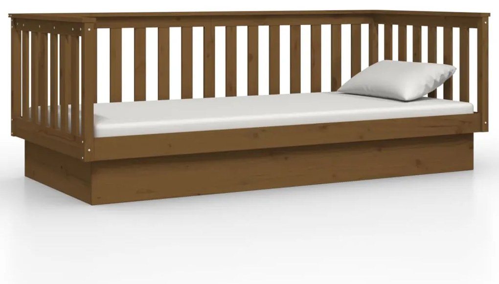 Sofá-cama 100x200 cm madeira pinho maciça castanho mel