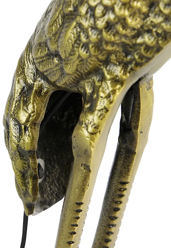 Candeeiro de pé vintage latão com abajur de tecido preto - Animal Crane