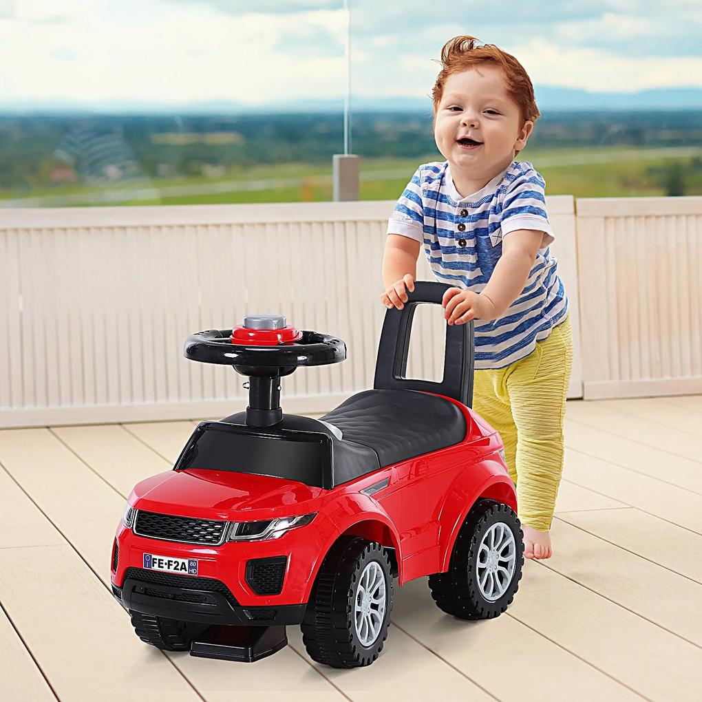 HOMCOM Quad andarinhos Carro Infantil sem Pedais para Bebê Estilo de Carreira de Andador de Brinquedo com Alto-falante 60x38x42cm