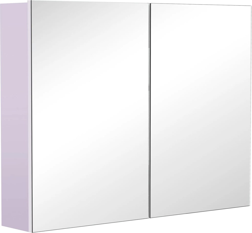 Armário Casa de Banho com Espelho com 2 Portas 3 Prateleiras Internas Estilo Moderno 80x15x60 cm Roxo Claro