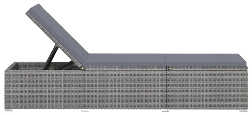 3 pcs espreguiçadeiras jardim c/ mesa centro vime PE cinzento