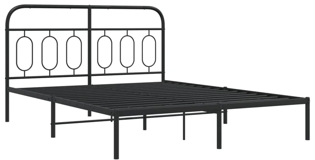 Estrutura de cama com cabeceira 140x190 cm metal preto