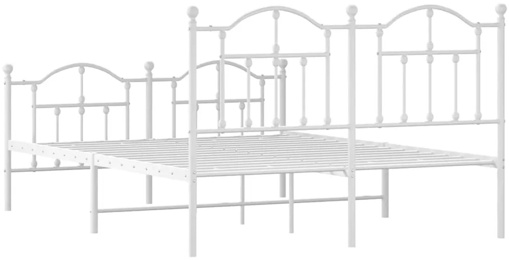 Estrutura de cama com cabeceira e pés 135x190 cm metal branco