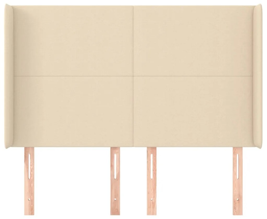 Cabeceira de cama c/ abas tecido 147x16x118/128 cm creme
