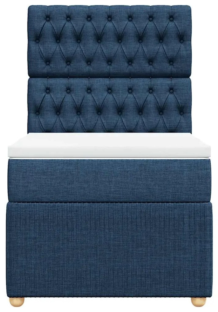 Cama com molas/colchão 80x200 cm tecido azul