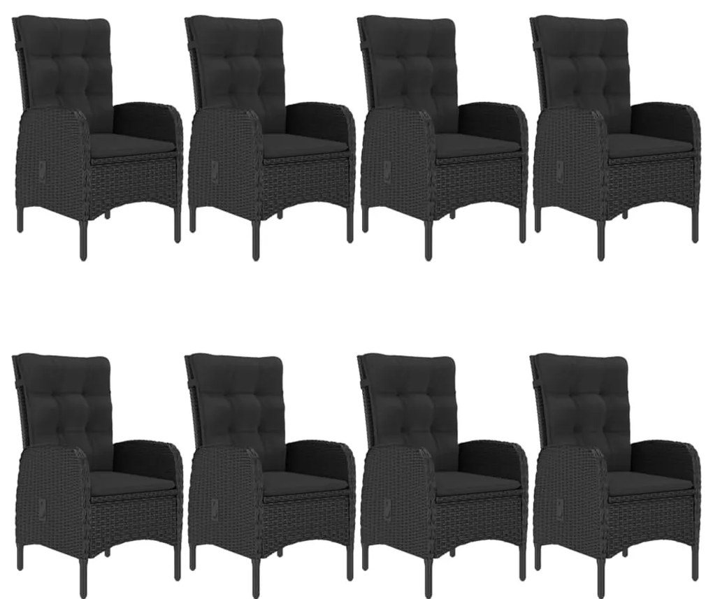 9 pcs conjunto de jantar para jardim preto