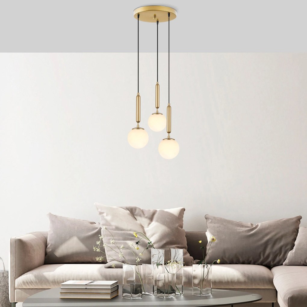 Candeeiro Suspenso King – Dourado Brilhante – 34 x 34 x 134 cm