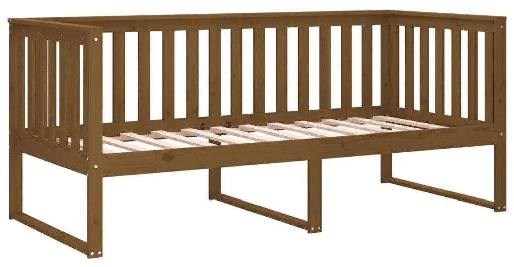 Sofá-cama 100x200 cm madeira pinho maciça castanho mel