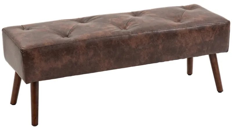 Banco Acolchoado – Henrita – 114x38x42 cm – Castanho – Design Vintage