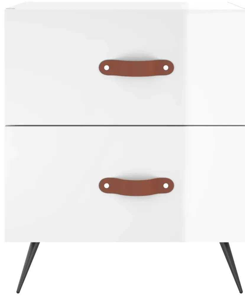 Mesas de cabeceira 2pcs derivados de madeira branco brilhante