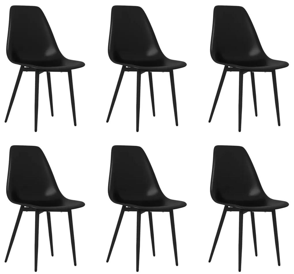 Cadeiras de jantar 6 pcs PP preto
