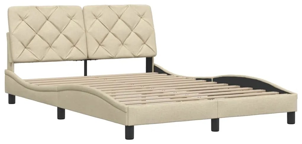 Estrutura de cama sem colchão 120x200 cm tecido cor creme