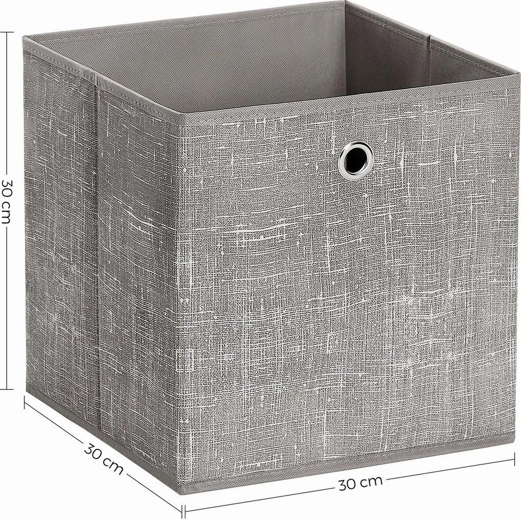 Conjunto de 6 caixas de arrumação 30 x 30 x 30 cm em tons de cinzento
