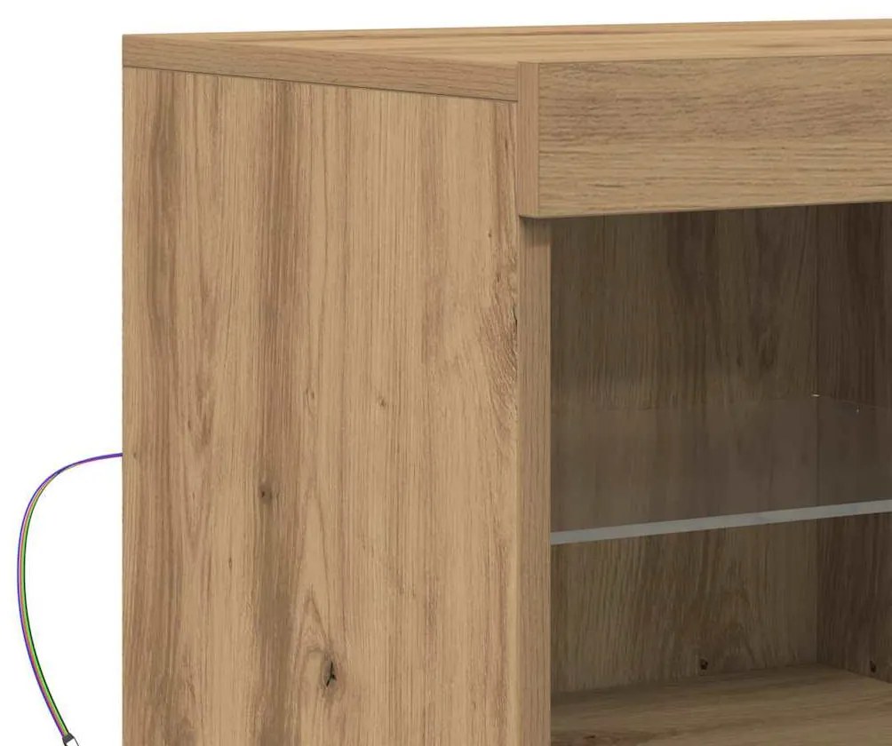 Buffet com Luzes LED Carvalho Artesanal 81x37x67 cm