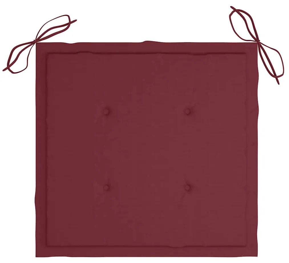3 pcs conj. jantar dobrável exterior c/ almofadão teca maciça