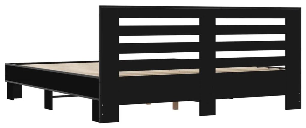 Estrutura de cama 180x200 cm derivados de madeira/metal preto