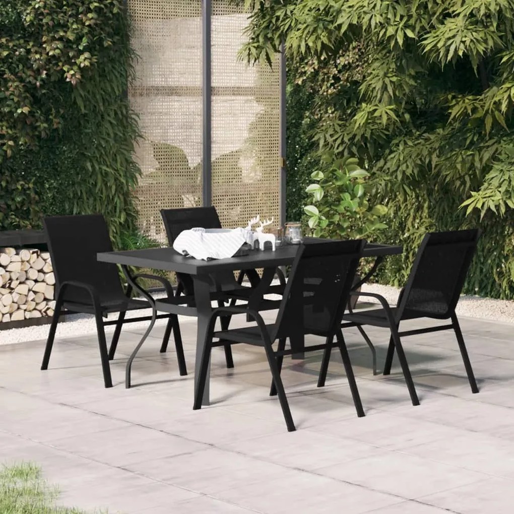 vidaXL 5 pcs Conjunto de jantar para jardim preto