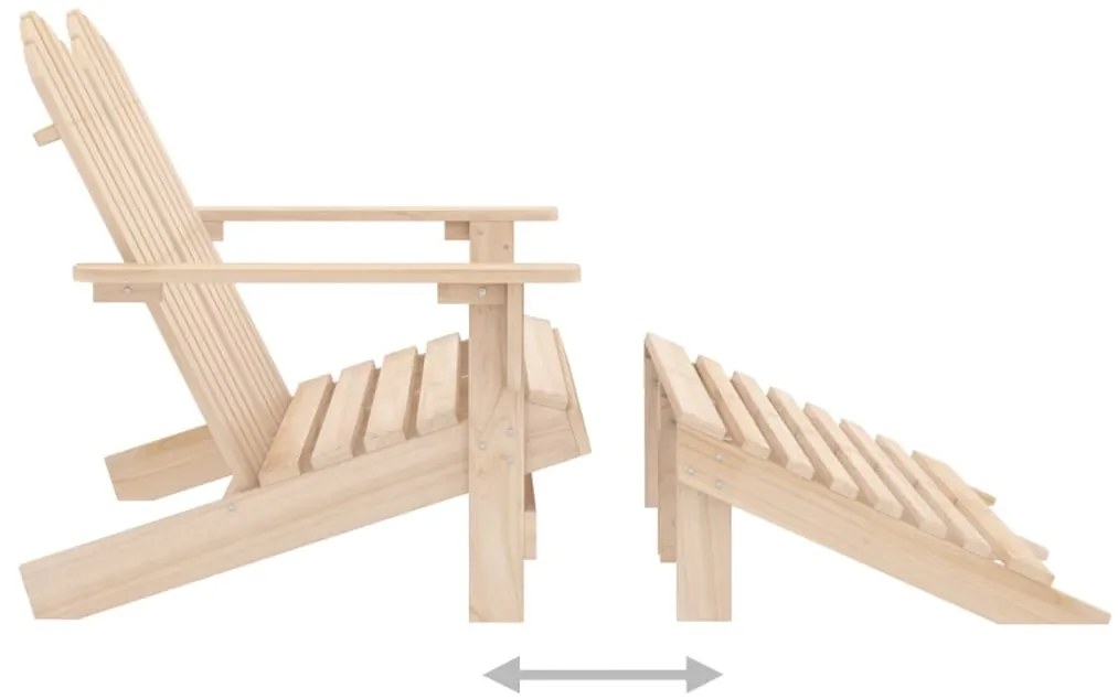 Cadeira de jardim e otomano Adirondack 2 lugares abeto