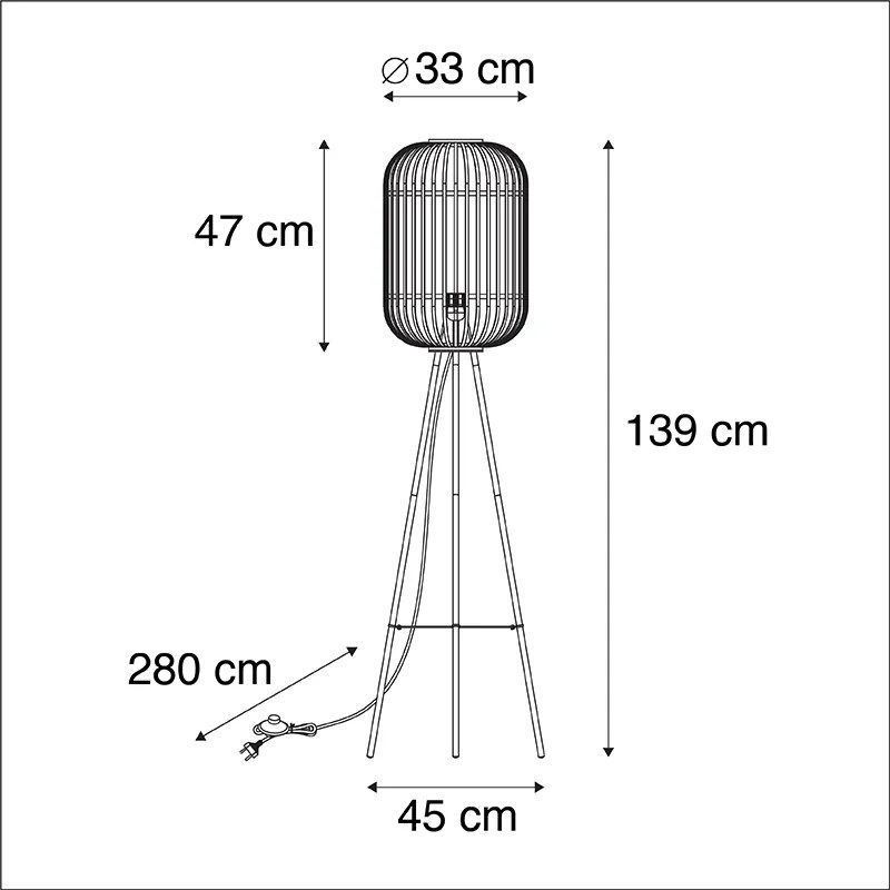 LED Candeeiro de pé rústico rattan lâmpada-WiFi A60 - MANILA Rústico