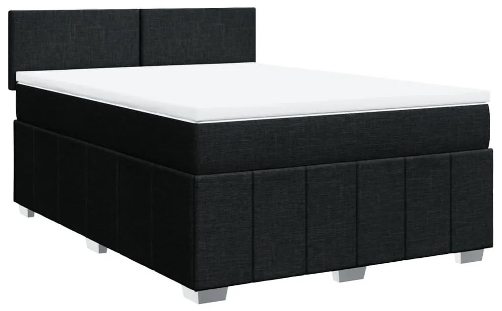 Cama com molas/colchão 160x200 cm tecido preto
