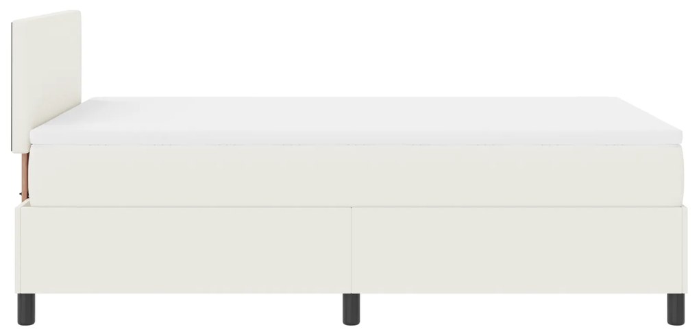 Cama Box Spring com Colchão Creme 120x200 cm Tecido de Veludo Cotelê