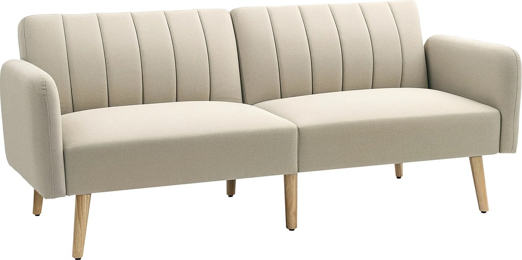 HOMCOM Sofá-cama de 2 Lugares em Linho Sintético com Encosto Ajustável e Braços Desmontáveis 173x75x73 cm Bege | Aosom Portugal