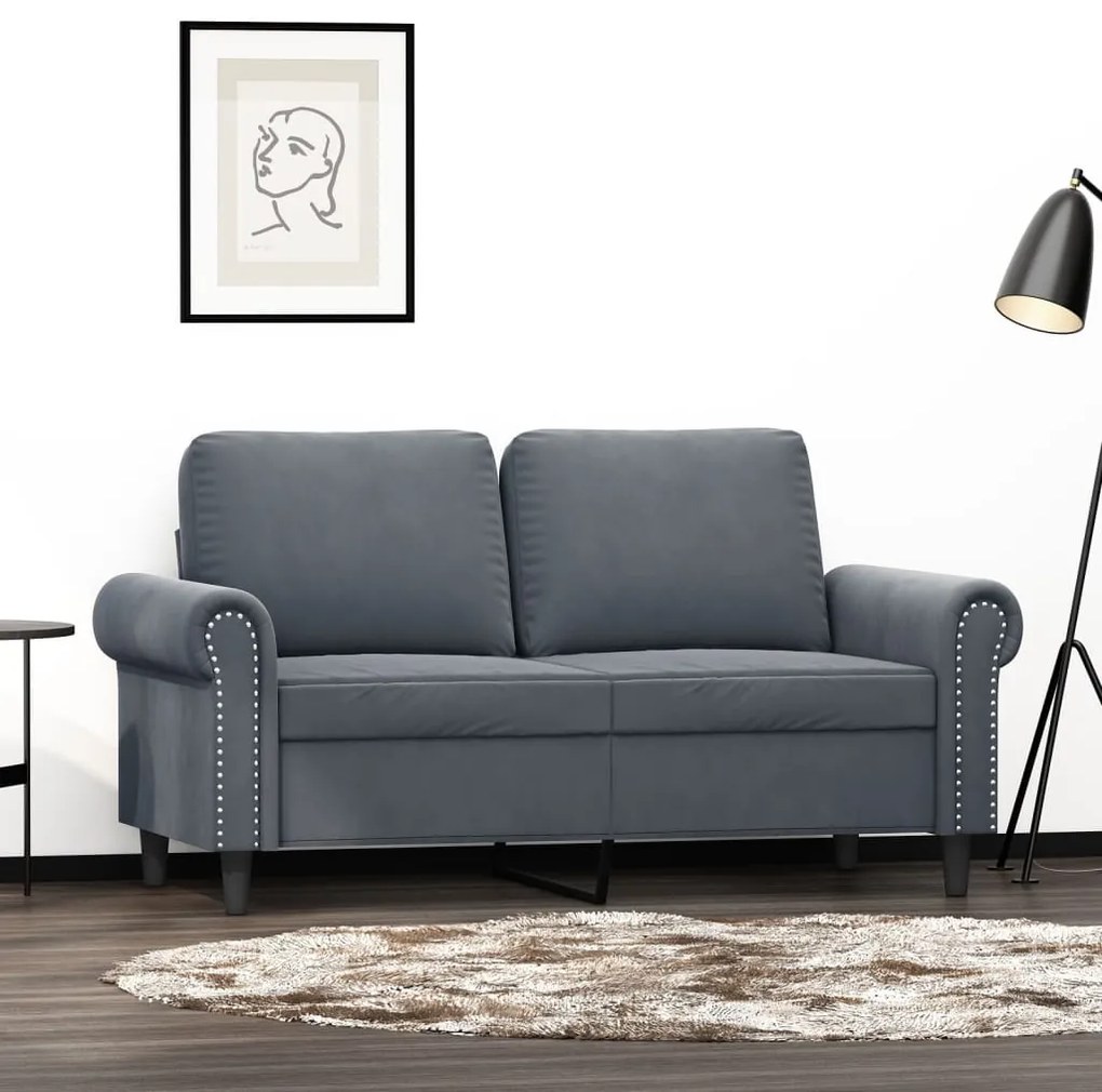 vidaXL Sofá de 2 lugares 120 cm veludo cinza-escuro