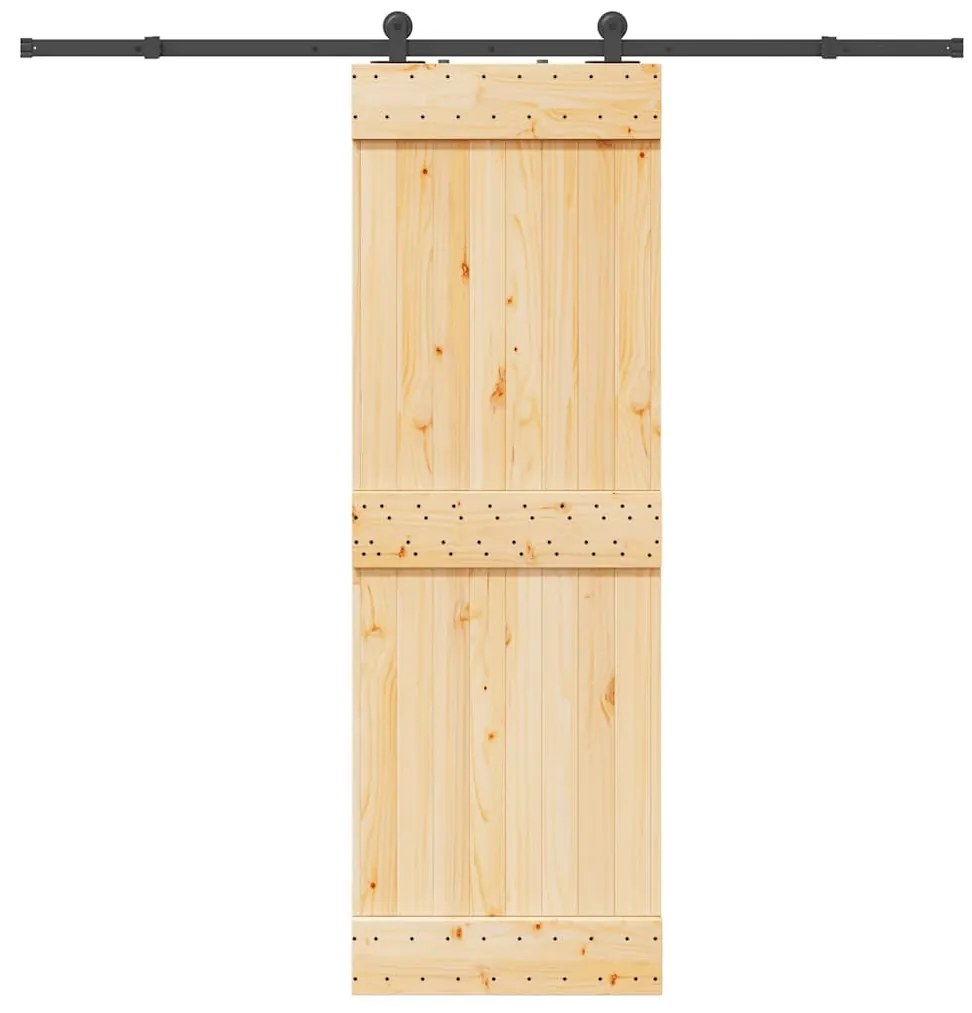 Porta de correr com ferragens 70x210 cm madeira de pinho maciça