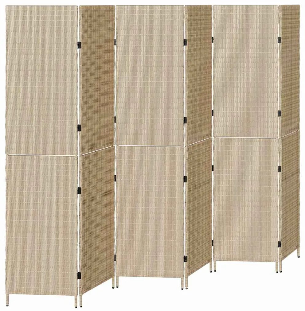 Divisória 6 Painéis Dobrável Bege 294x180 cm Polyrattan