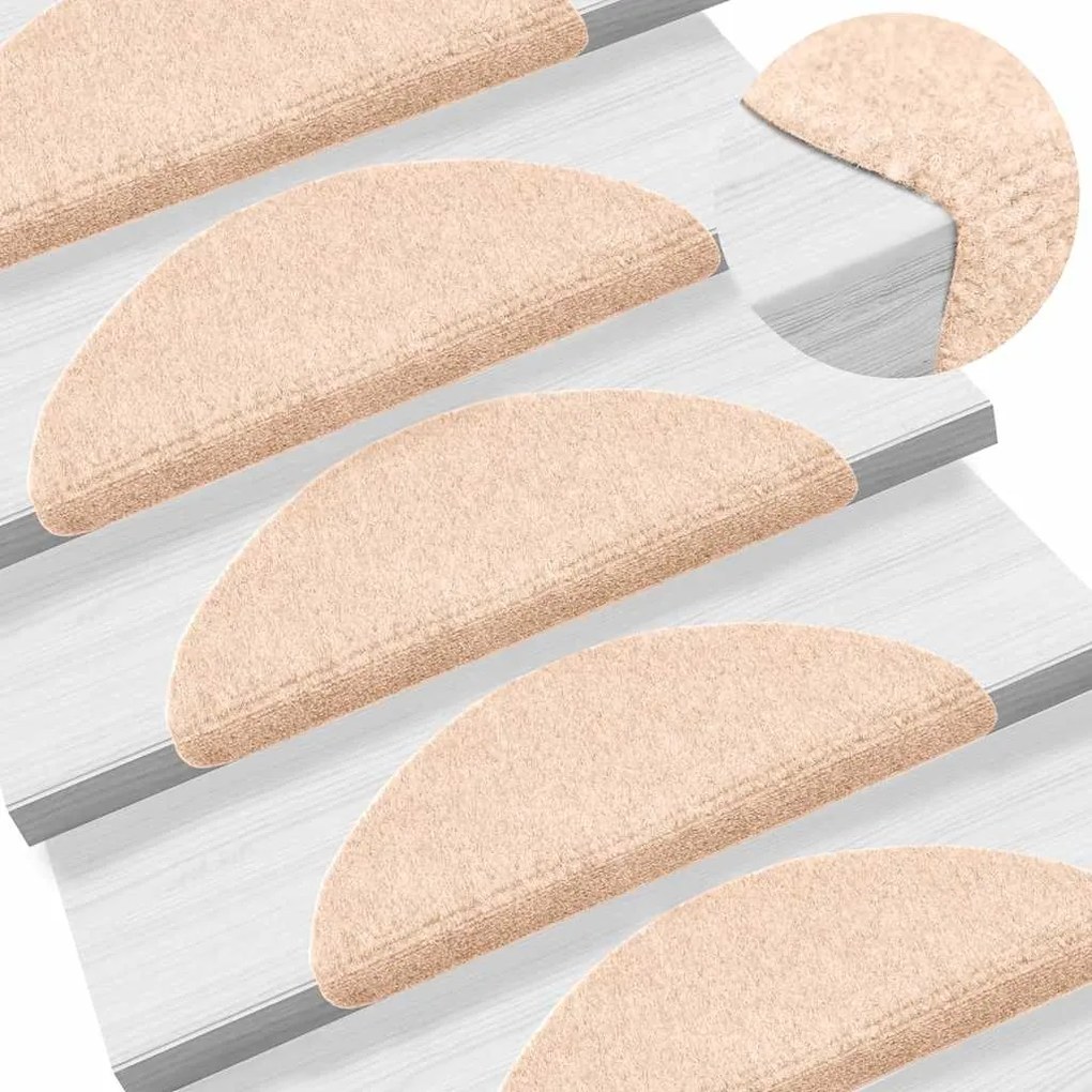 Tapetes de escada adesivos 30 pcs 56x17x3 cm creme