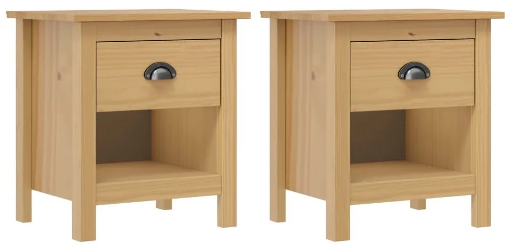 vidaXL Mesas de cabeceira Hill 2 pcs 46x35x49,5 cm pinho maciço