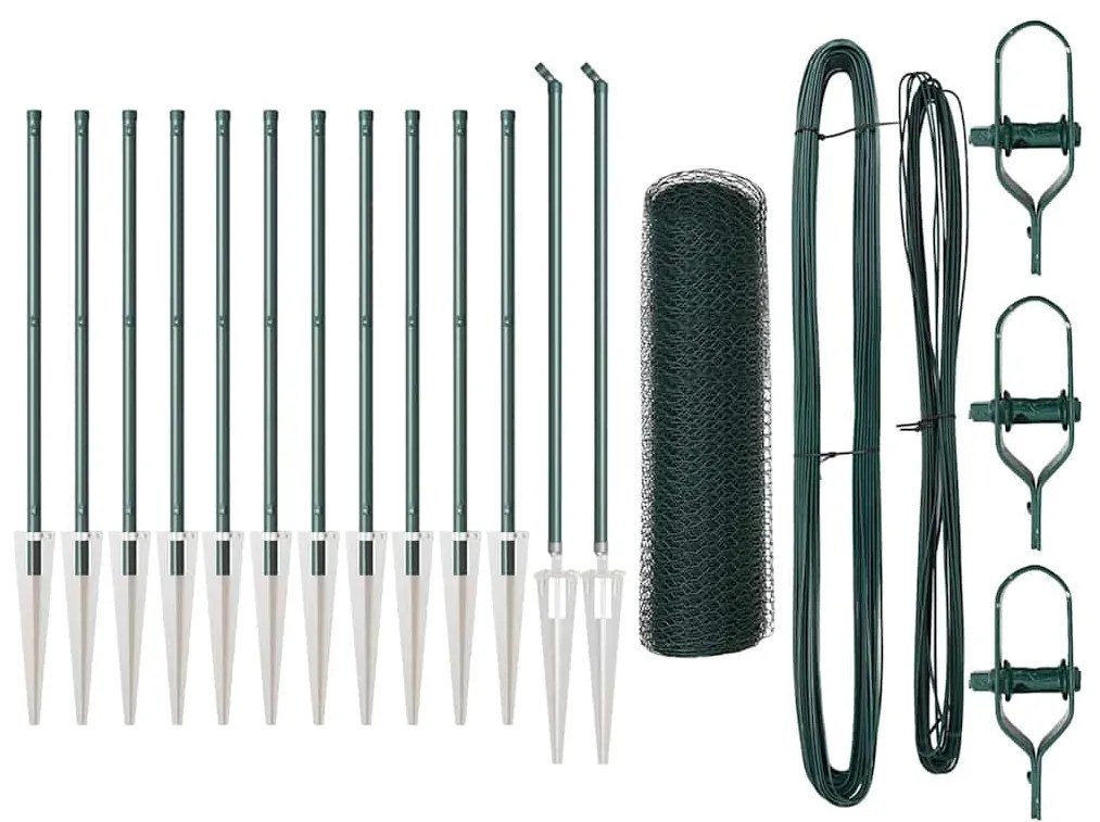 Cerca Hexagonal vidaXL Verde 0,4x25 m Aço