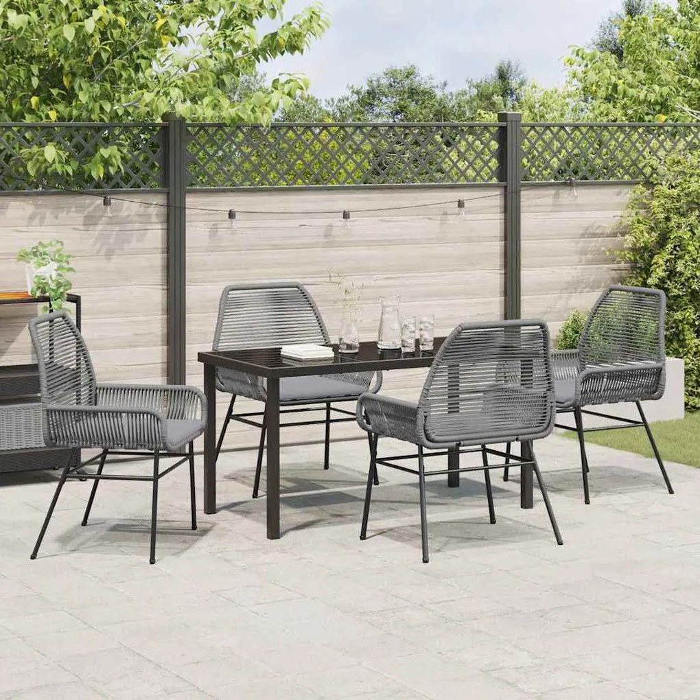 Conjunto de Jantar de Jardim 5 Peças com Almofadas em Rattan Sintético