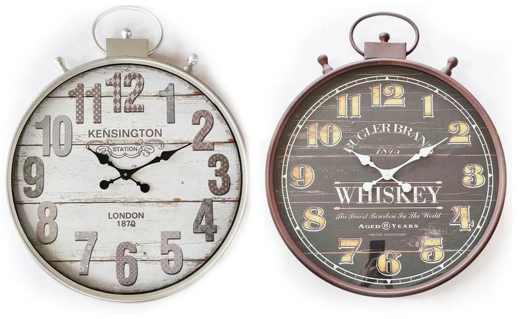 Relógio de Parede DKD Home Decor Preto Metal Branco Madeira MDF (60 x 6 x 74.5 cm) (2 pcs)