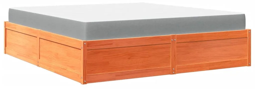Cama com colchão 180x200 cm pinho maciço castanho-mel