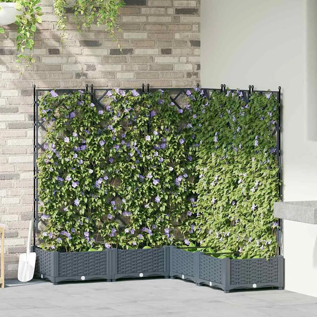Jardineira com treliça 5 pcs Cinzento-claro 120x120x125,5 cm