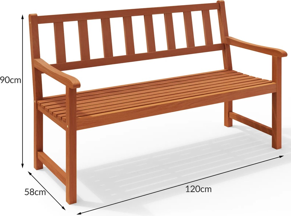 Banco de jardim Kensington em madeira de acácia 120x90x50-58 cm Castanho