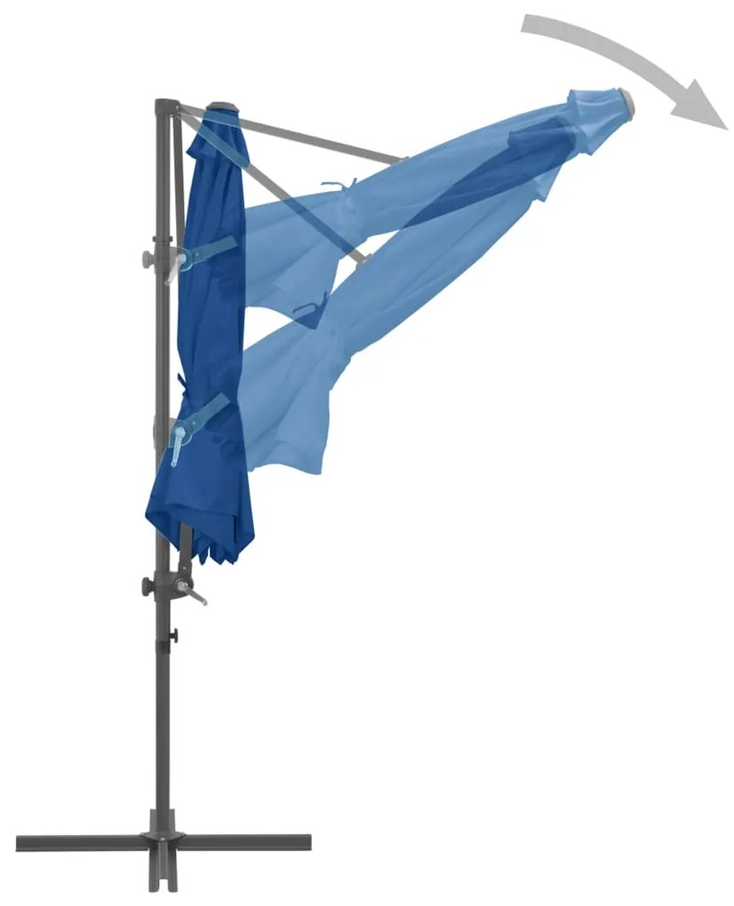 Guarda-sol jardim cantilever com poste de aço 300 cm azul ciano