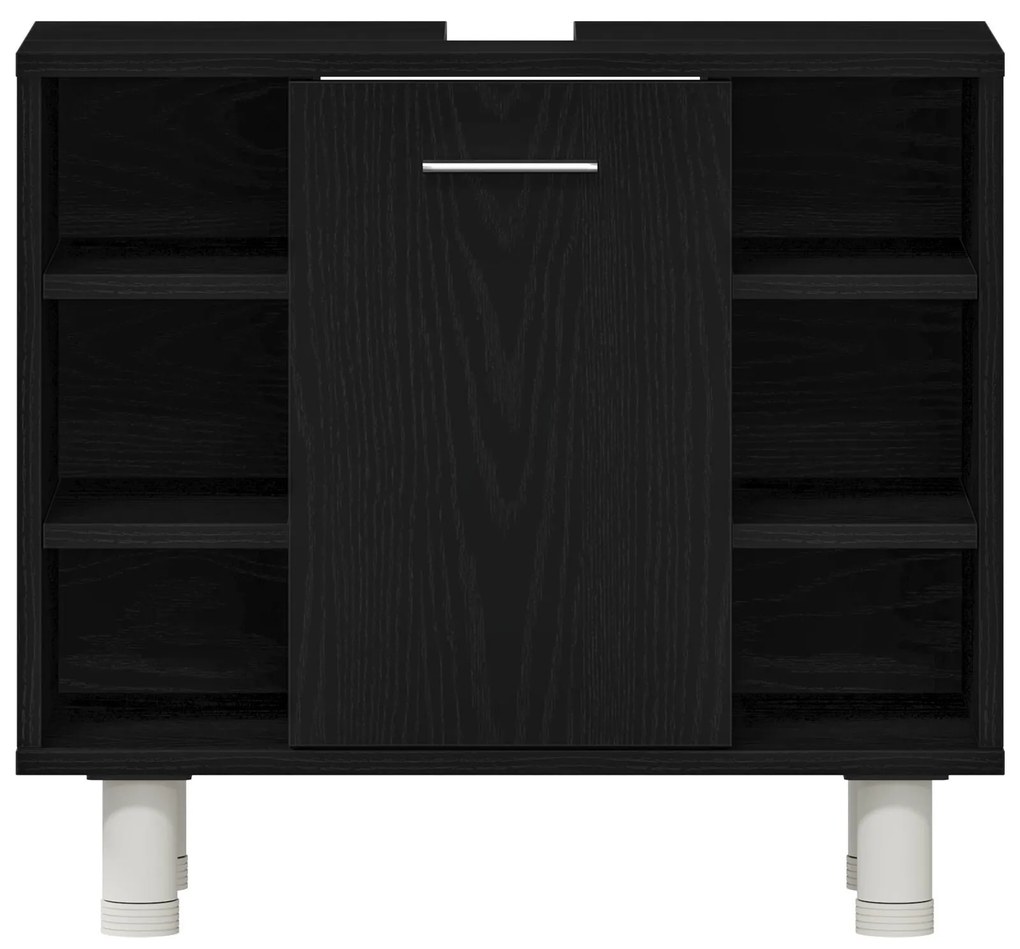 Armário de Banheiro vidaXL Preto Carvalho 60x32x54 cm Madeira Engenhar