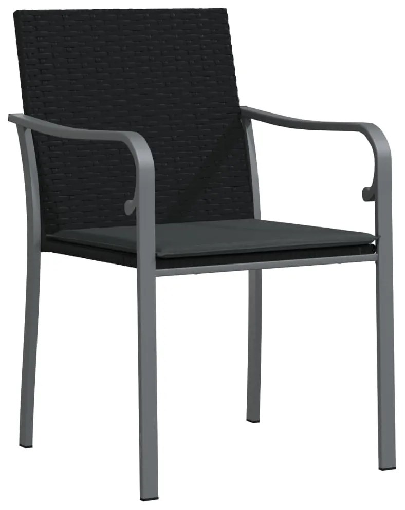 5 pcs conjunto de jantar p/ jardim c/ almofadões vime PE e aço