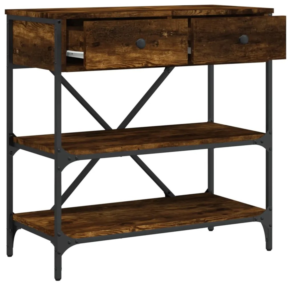 Mesa consola 75x34,5x75 cm derivados de madeira carvalho fumado