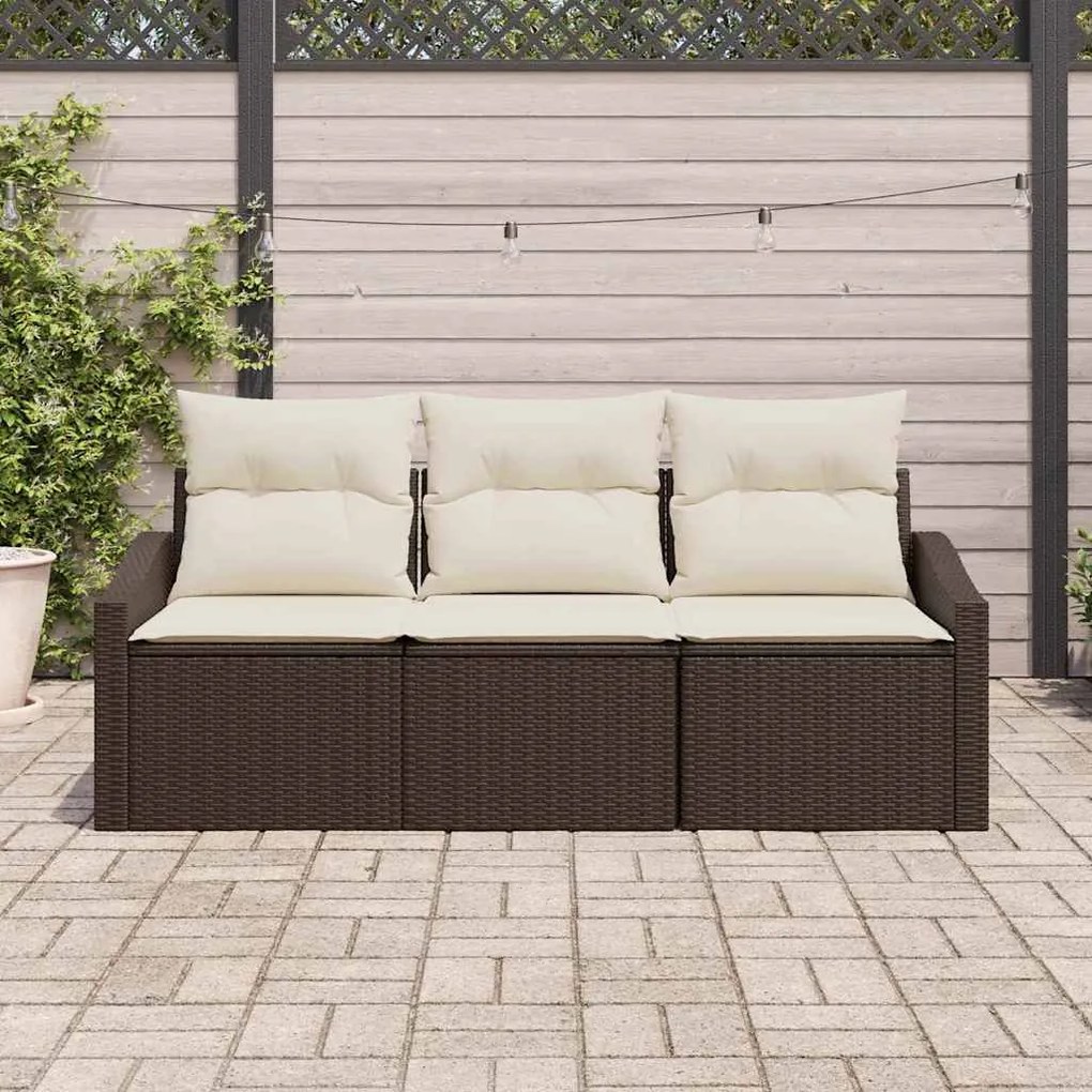 Conjunto de Jantar pra Jardim 3 Peças com Almofadas Castanhas em Ratta