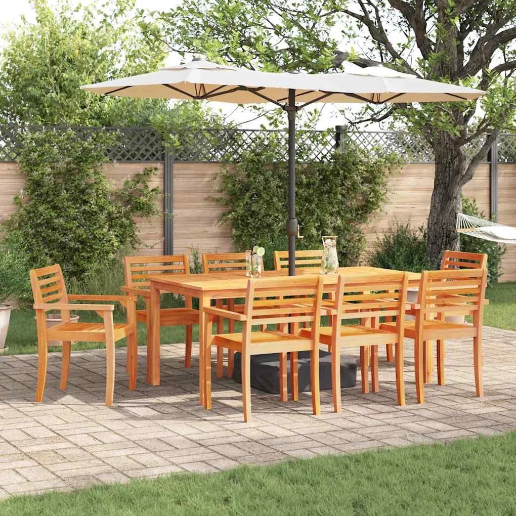 vidaXL Conjunto de Mesa de Jantar 9 pcs Natural 180 x 90 x 75 cm