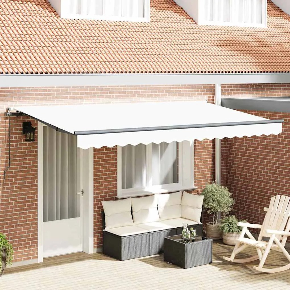 vidaXL Toldo Retrátil Manual Branco 400 x 200 cm tecido