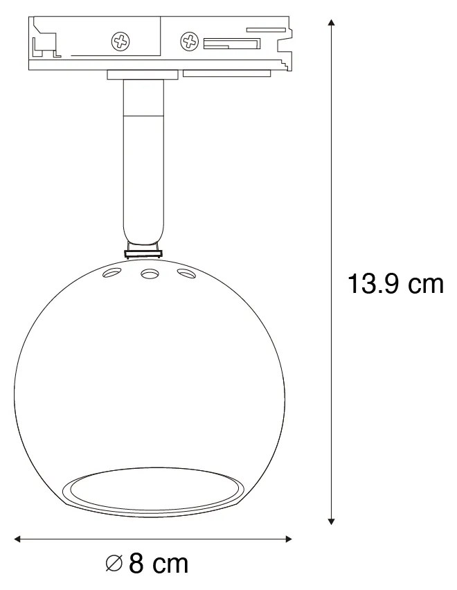 Projetores de calha modernos monofásicos preto com dourado - Gissi