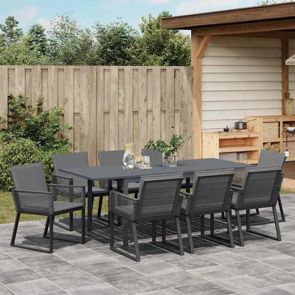 Conjunto de Jantar de Jardim Manual 9 pcs Preto Largo Metal