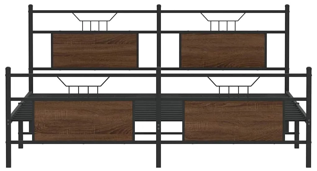 Estrutura cama sem colchão 180x200 cm metal carvalho castanho